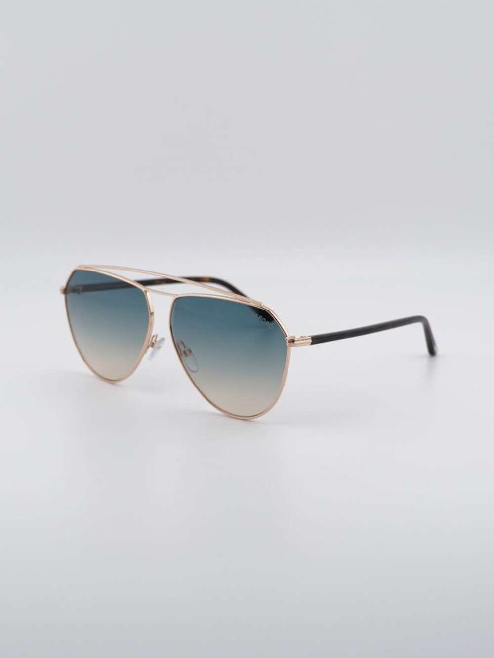 Tom Ford Binx FT0681 28P Sunglasses Gold Aviator Frame, Green Lenses